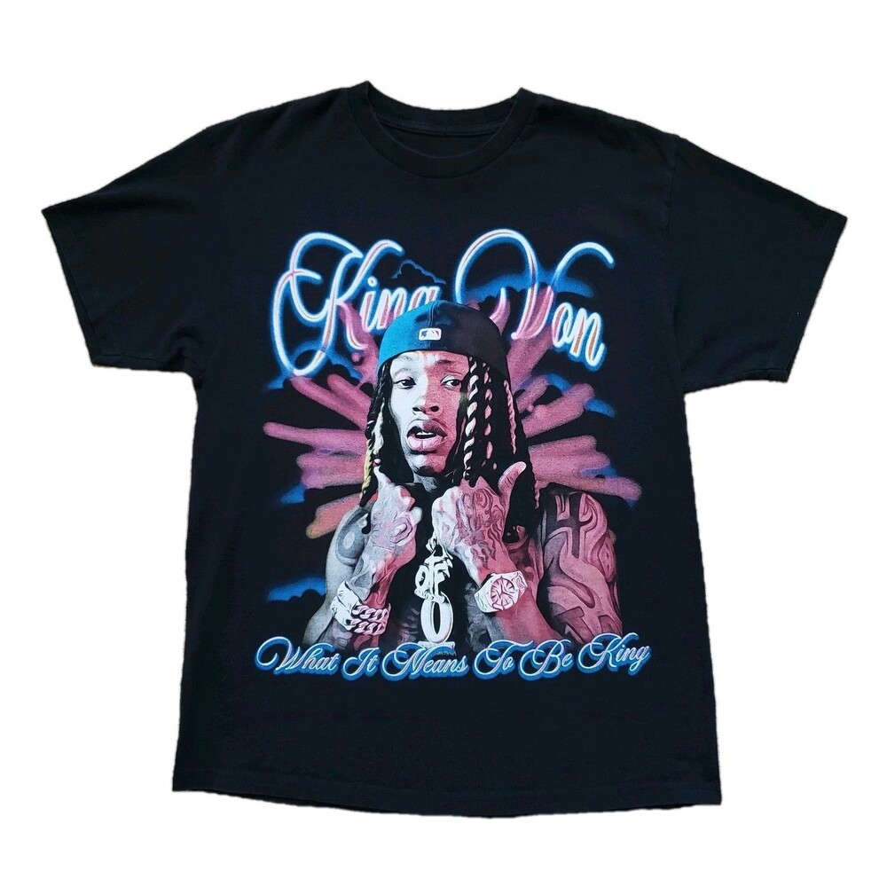 King Von What It Means To Be A King Size M-L Mens Black OTF Hip Hop T-Shirt